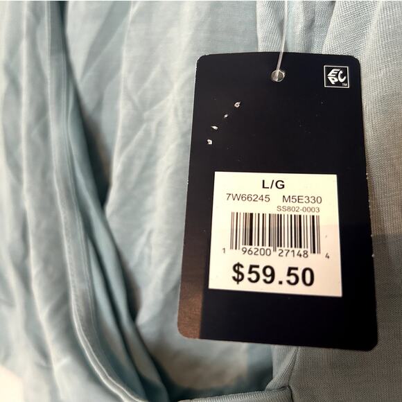 NWT Lucky Brand Sandwash Short Sleeve Wrap Top, Mineral Blue, Women’s Large - Picture 7 of 12